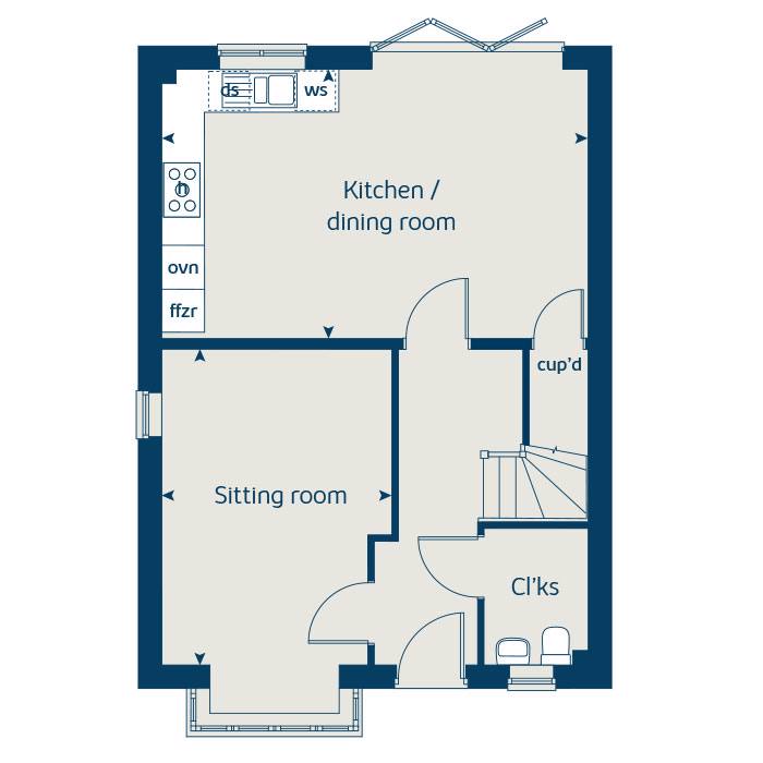Ground floor floorplan of The The Willow at Lunar Park